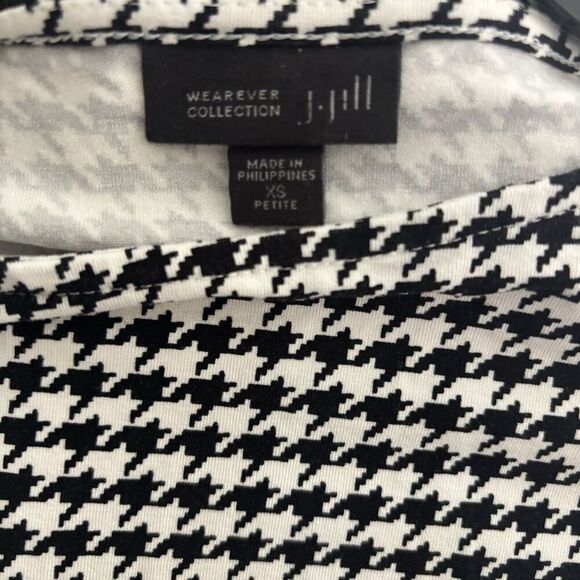 J Jill Wearever Collection Sheath Dress Womens XS Petite Houndstooth 3/4 Sleeve - Picture 6 of 8